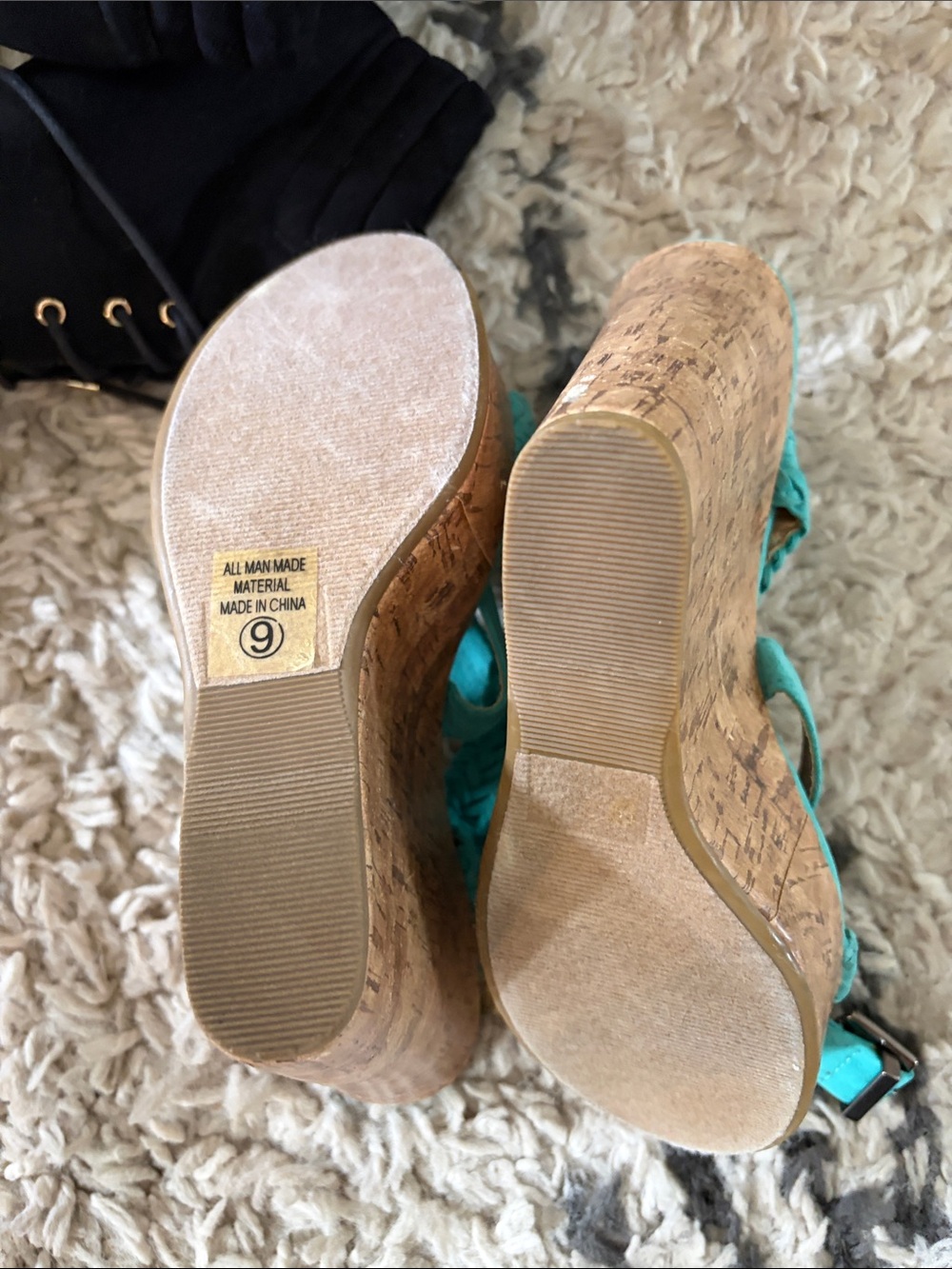 Soda Turquoise Braided Strap Heeled Sandals - Picture 3 of 4
